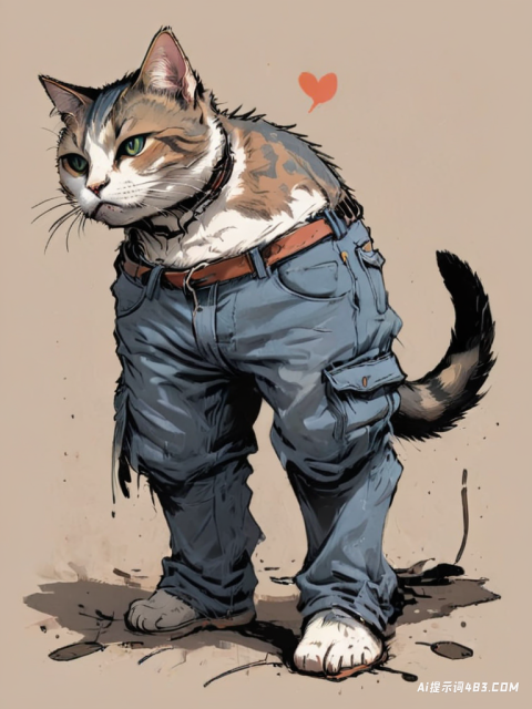 一只穿着裤子和衬衫的猫