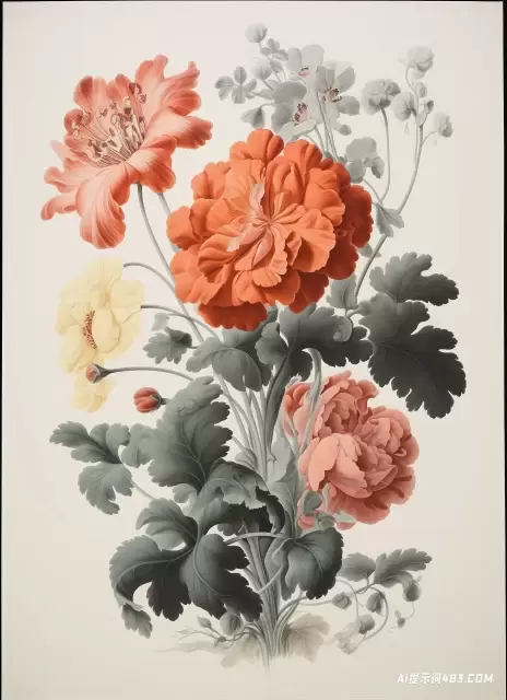 巴洛克风格的花朵绘画