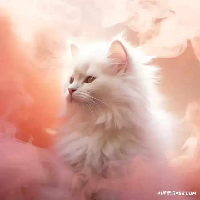 猫在浅粉色和浅琥珀色的风格