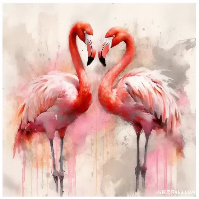 粉红色的火烈鸟印花乙烯基墙艺术画