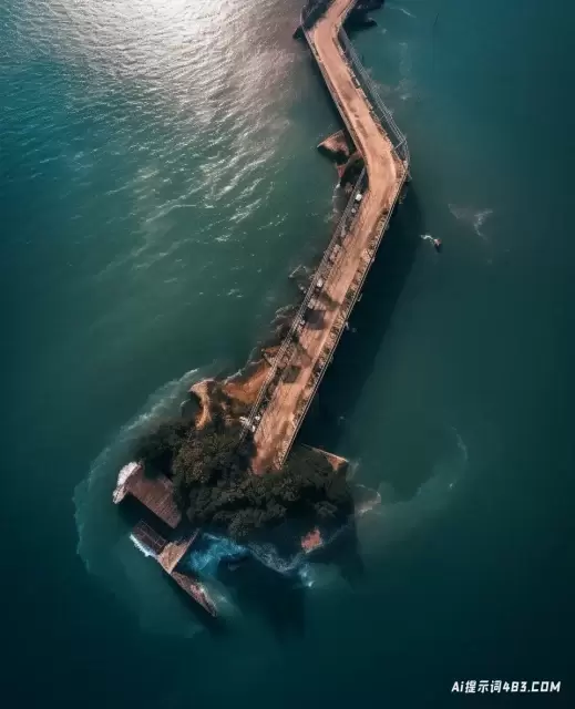 一座通往海洋中的小岛的桥