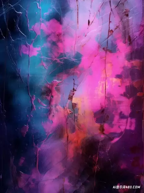 紫色抽象照片与粉红色线条在浪漫的涂鸦风格