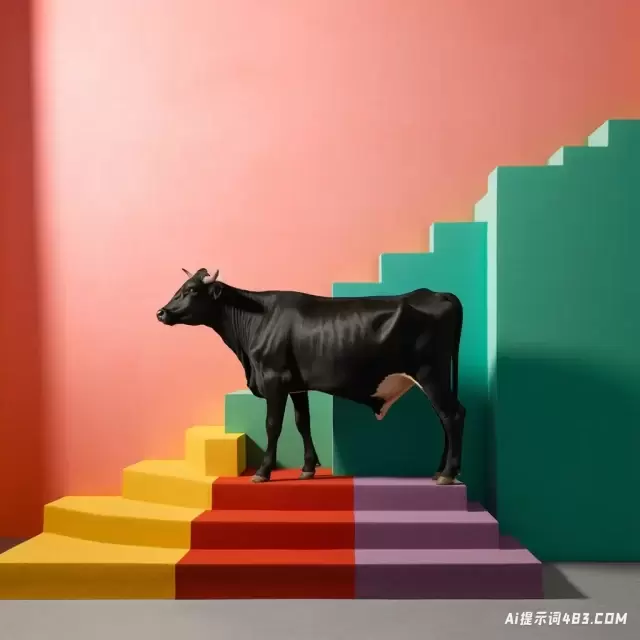 彩色房间与牛照片