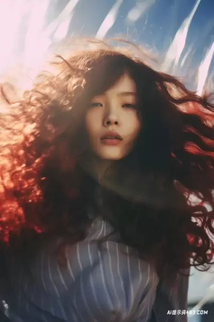 一个长卷发的女孩: 变形镜头光晕和日本摄影