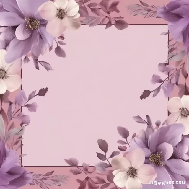紫色/粉红色花卉相框背景在自然主义审美