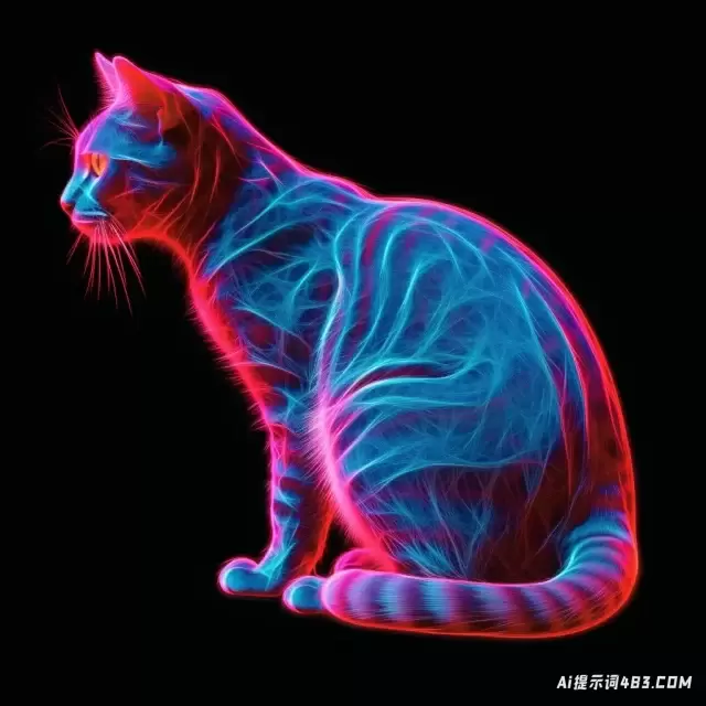 迷幻霓虹灯风格的猫