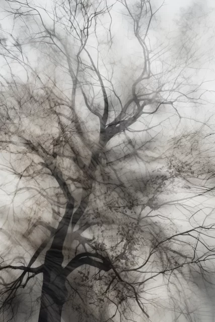 朱莉 梅赫勒图风格的一棵模糊的树