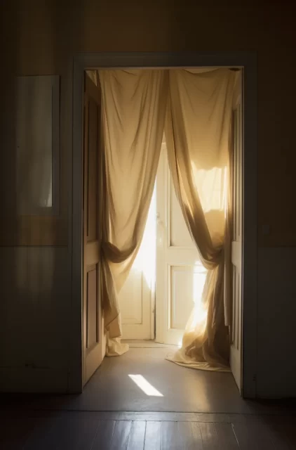 阳光穿过门口的窗帘by Marc Siffer