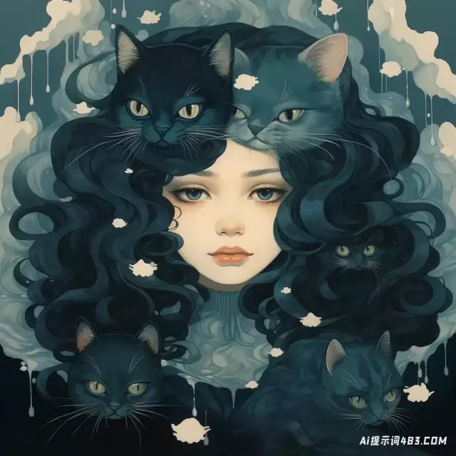 Cat Kawaii插图by Han Joh