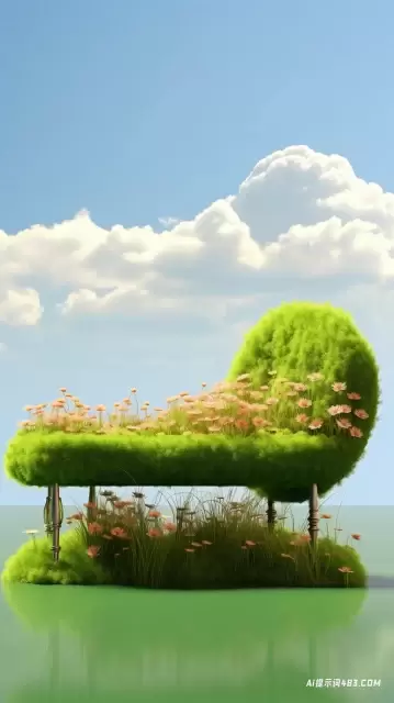草长凳: 花卉超现实主义概念艺术作品