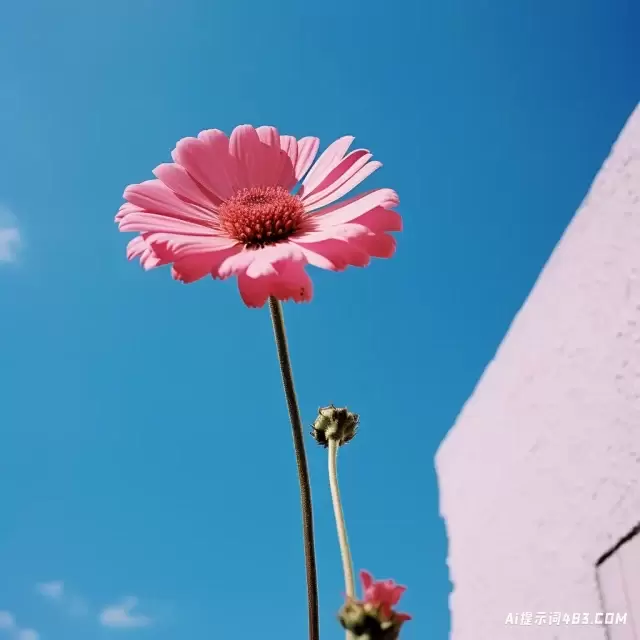 花在城市粉红色，黑色和蔚蓝的风格