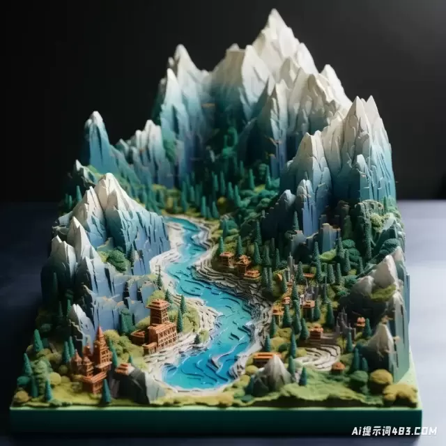 山的微型3D体素艺术