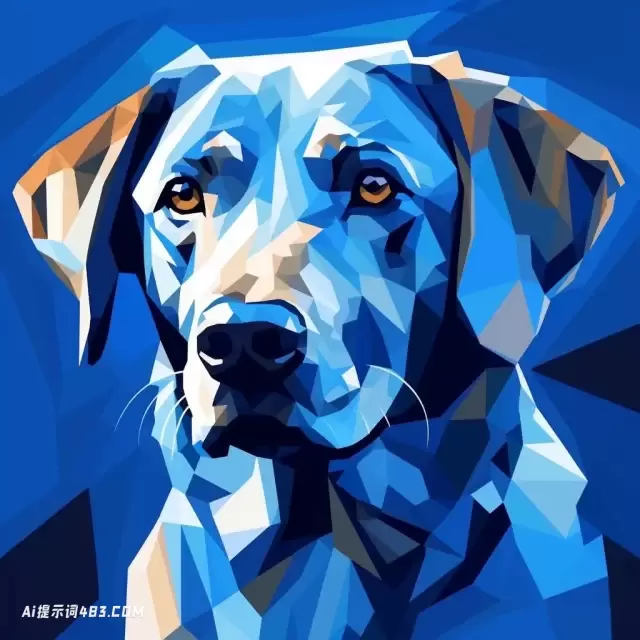 蓝色背景中的狗: 简化的抽象