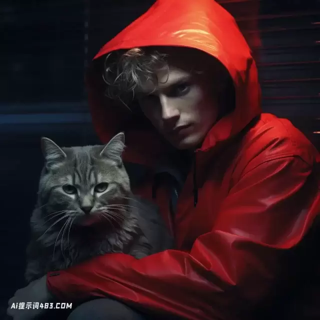 霓虹灯城市风格的猫