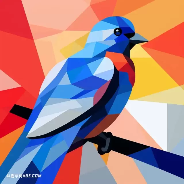 蓝色背景中的鸟: 简化的抽象