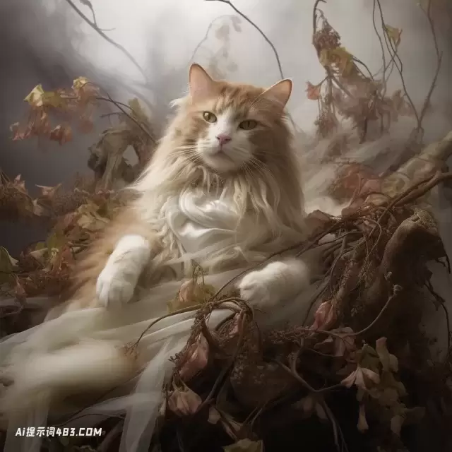 猫在梦幻般的超现实主义作品