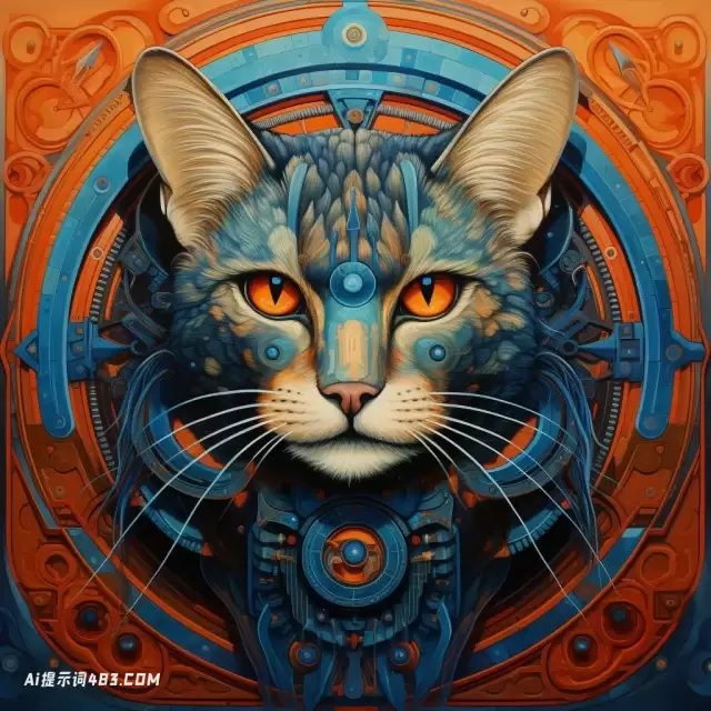 技术对称的猫: 带有圆圈的抽象绘画