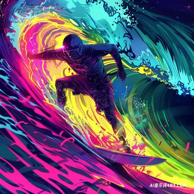 霓虹灯幻觉: 超现实的冲浪之旅