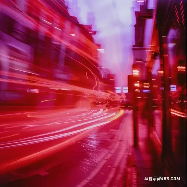 精神运动: 浅红色和紫罗兰色的城市景观
