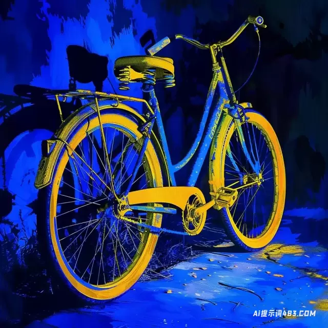 蓝黄自行车的精致紫外线摄影