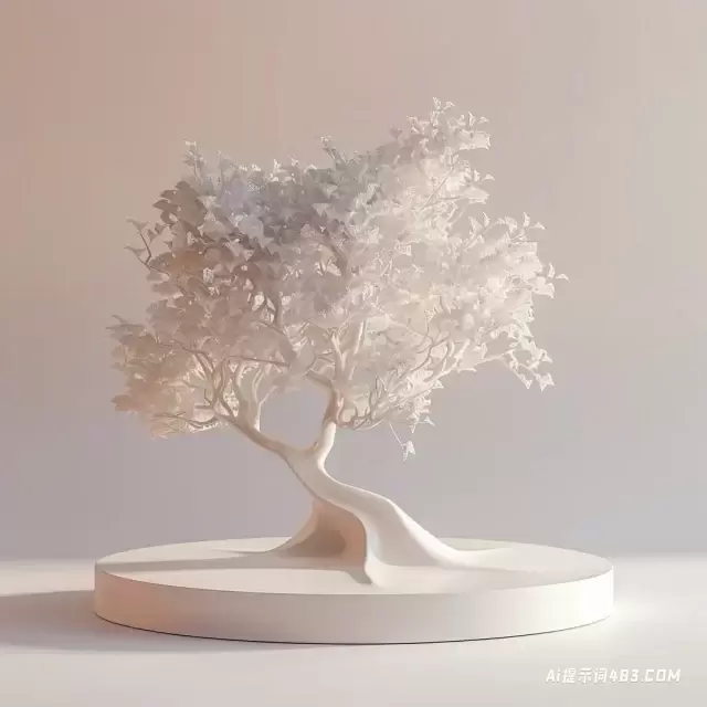 软3D渲染一棵树的雕塑