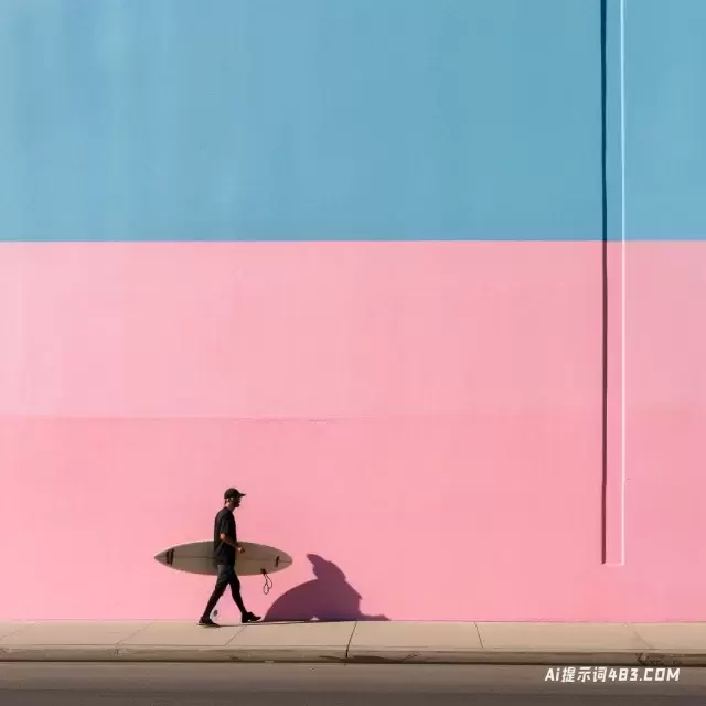 城市粉红色，黑色和蓝色的冲浪者