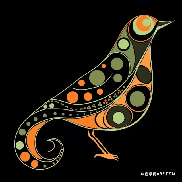 迷人的视觉讲故事: 漫画插图风格的风格化鸟装饰品