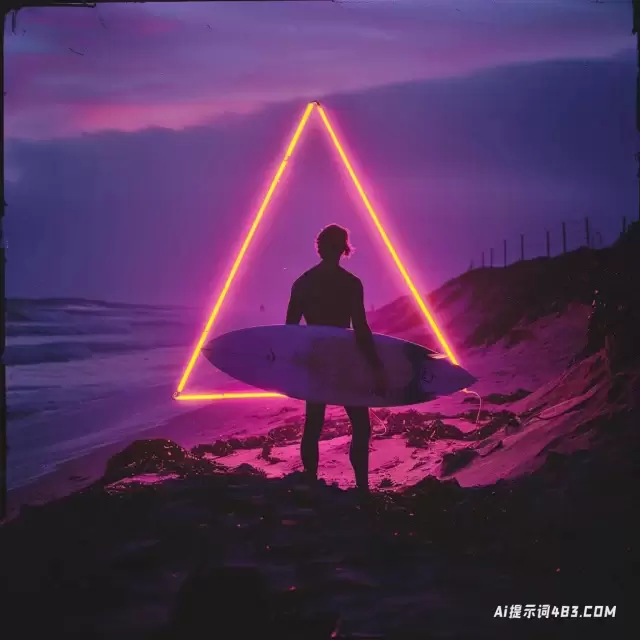 带有三角形霓虹灯的冲浪者-新流行音乐的敏感性