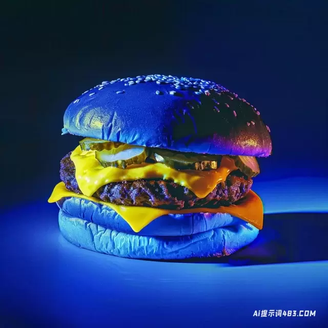 蓝色和黄色汉堡的精致紫外线摄影