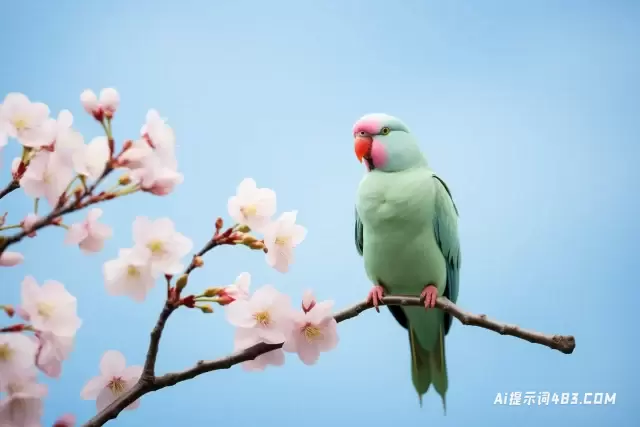 坐在树上的鹦鹉日本极简主义风格