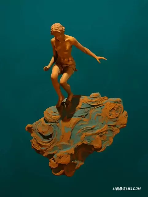 有人跳出水面的雕像