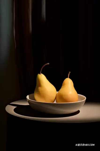 两个梨放在盘子里