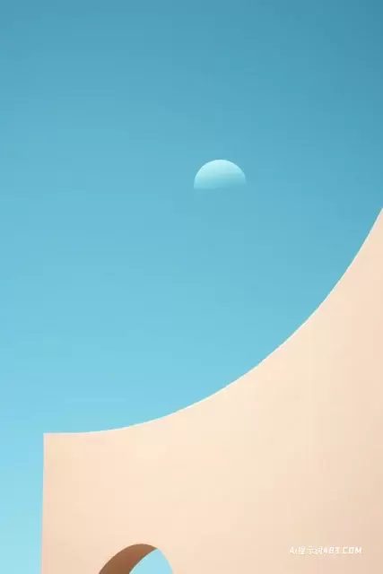 天空中的新月: 沉思的极简主义抽象
