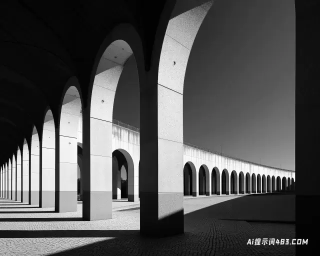 奥斯卡·尼迈耶风格的黑色和白色铁路拱门