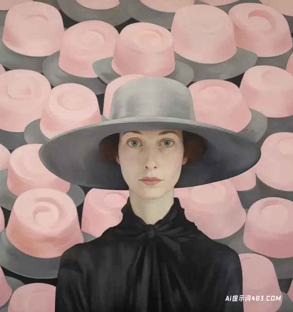 一个戴着许多大帽子的女人的插图