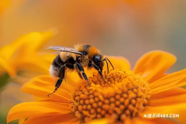 蜜蜂在Topcor 58毫米f/1.4风格的橙花上