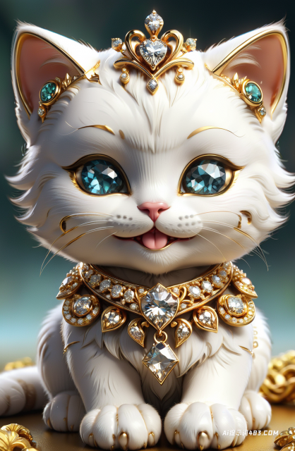 猫配以黄金珠宝和精致的宝石