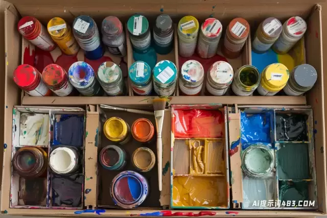 通过绘画探索创造力: 一盒颜色和大小