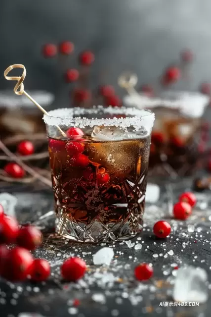 佳能EOS产品镜头: 一杯可乐配糖缘和红色浆果