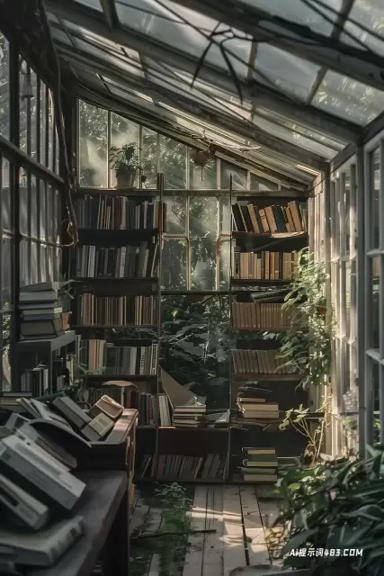 迷人的室内老房子与书籍