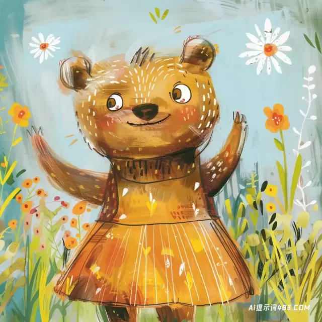 穿着衣服的快乐熊: 儿童故事书插图
