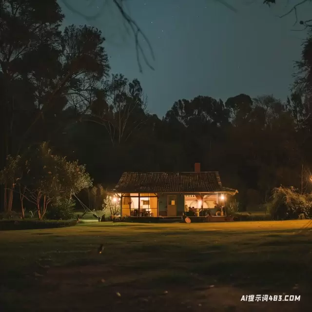 电影在大自然中的房子的夜间照片