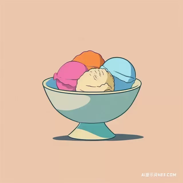 多彩简约卡通冰淇淋碗图纸