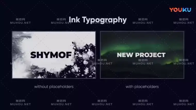 水墨滴落文字显现中国风开场动画