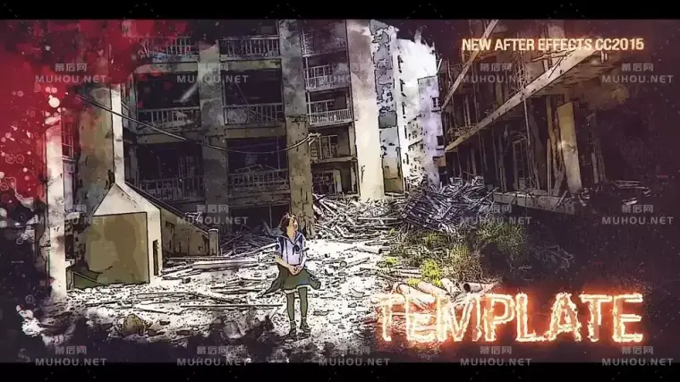 中国风水墨灾难历史渲染图片展示开场片头